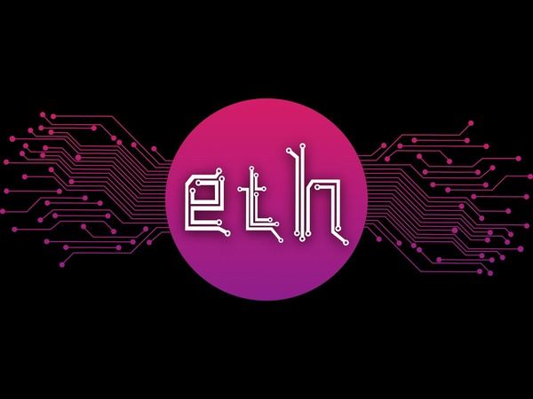 Neon ETH logo with glowing circuit lines